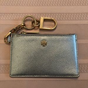 Tory Burch silver wallet with gold clip